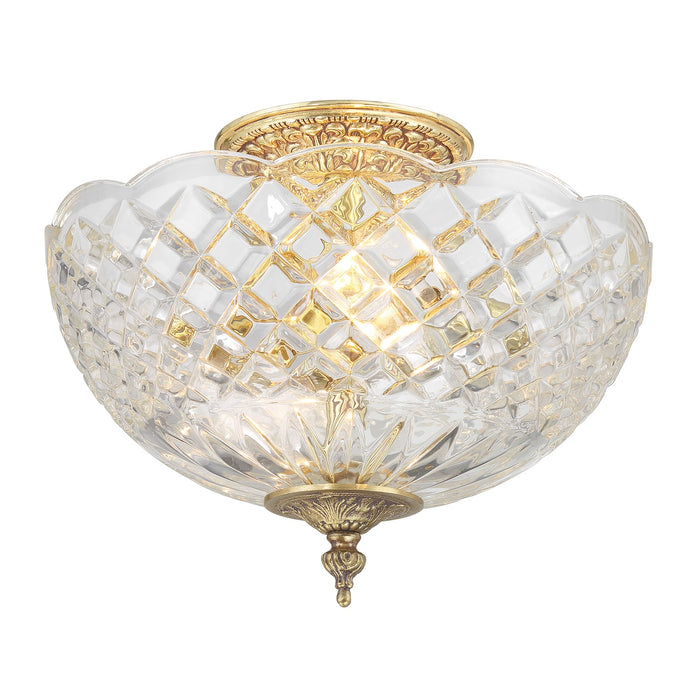 Crystorama 66-CT-OB Two Light Semi Flush Mount, Olde Brass