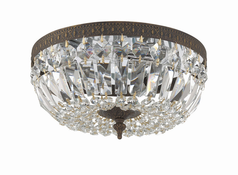 Crystorama 712-EB-CL-MWP Three Light Flush Mount, English Bronze