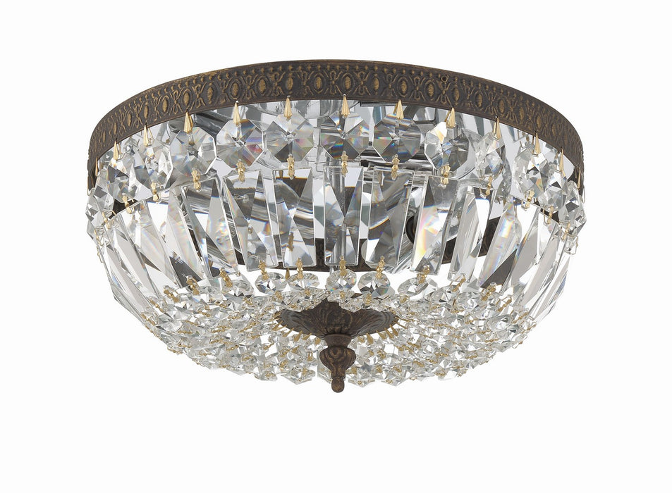 Crystorama 712-EB-CL-MWP Three Light Flush Mount, English Bronze