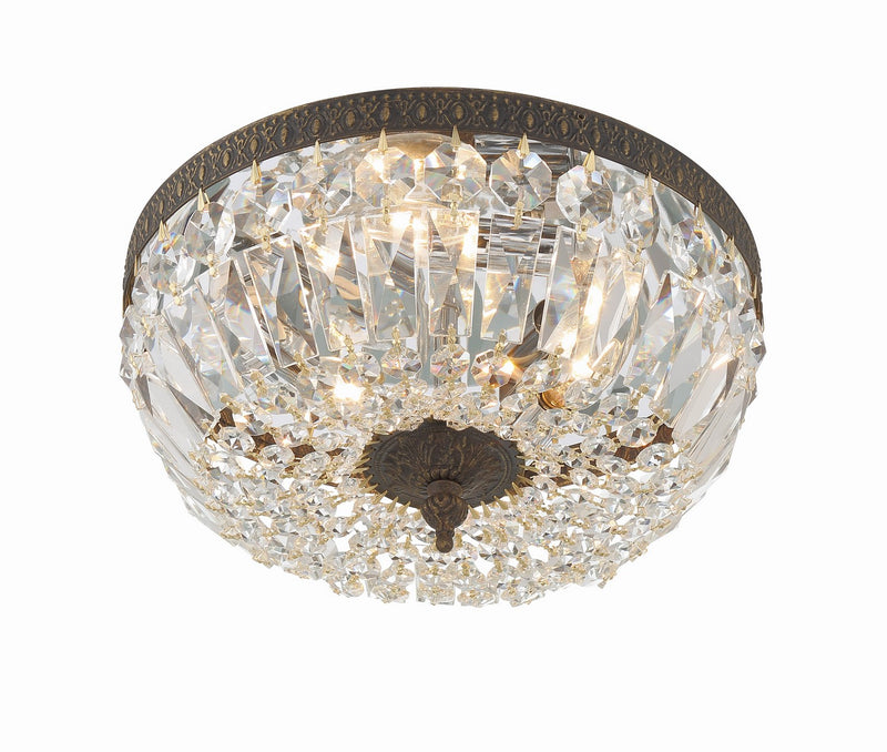 Crystorama 712-EB-CL-MWP Three Light Flush Mount, English Bronze