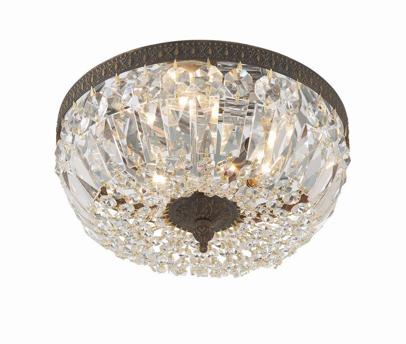 Crystorama 712-EB-CL-MWP Three Light Flush Mount, English Bronze