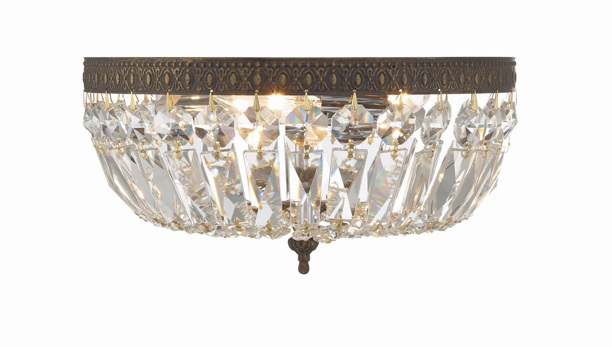 Crystorama 712-EB-CL-MWP Three Light Flush Mount, English Bronze