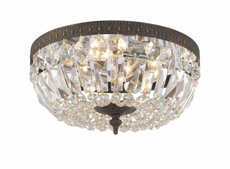 Crystorama 712-EB-CL-SAQ Three Light Flush Mount, English Bronze