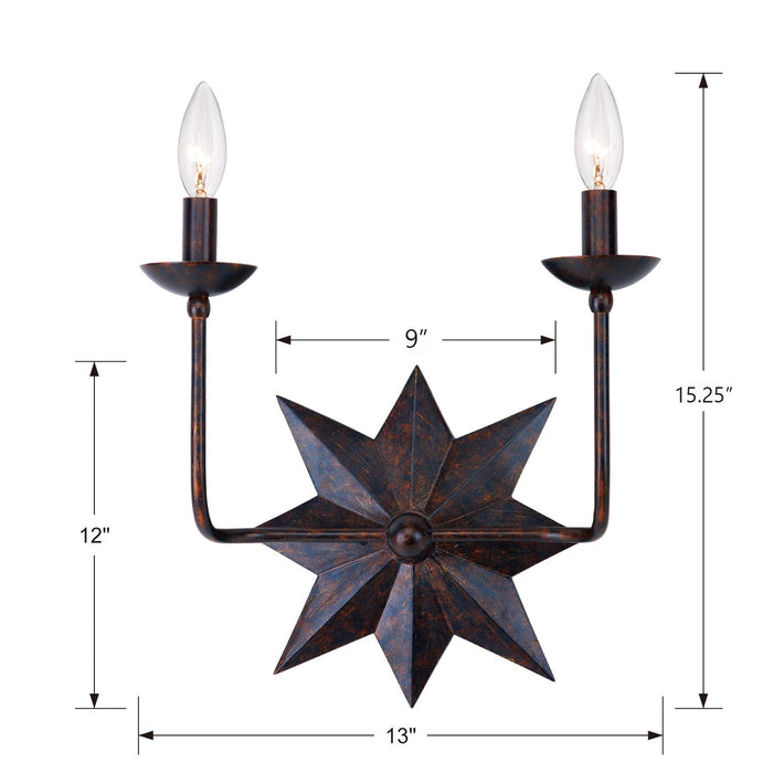 Crystorama 9232-EB Two Light Wall Sconce, English Bronze