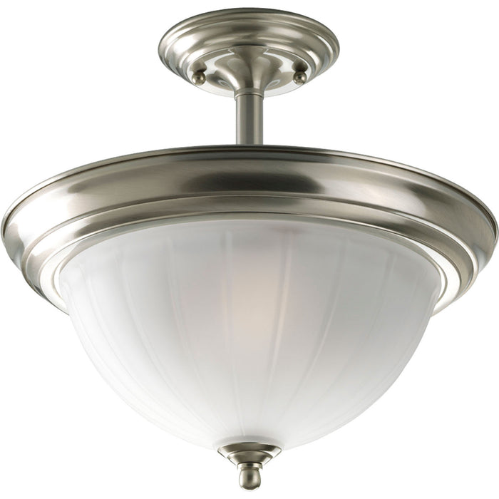 Progress Lighting P3876-09 Two Light Semi-Flush Mount, Brushed Nickel