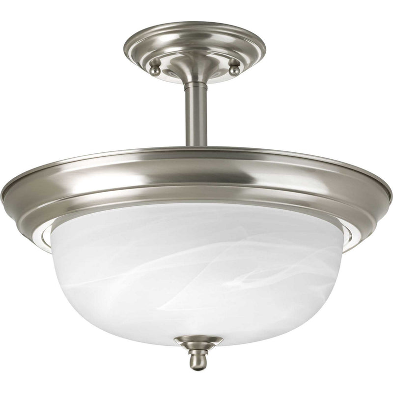 Progress Lighting P3927-09 Two Light Semi-Flush Mount, Brushed Nickel