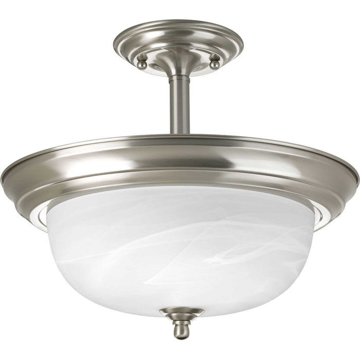 Progress Lighting P3927-09 Two Light Semi-Flush Mount, Brushed Nickel