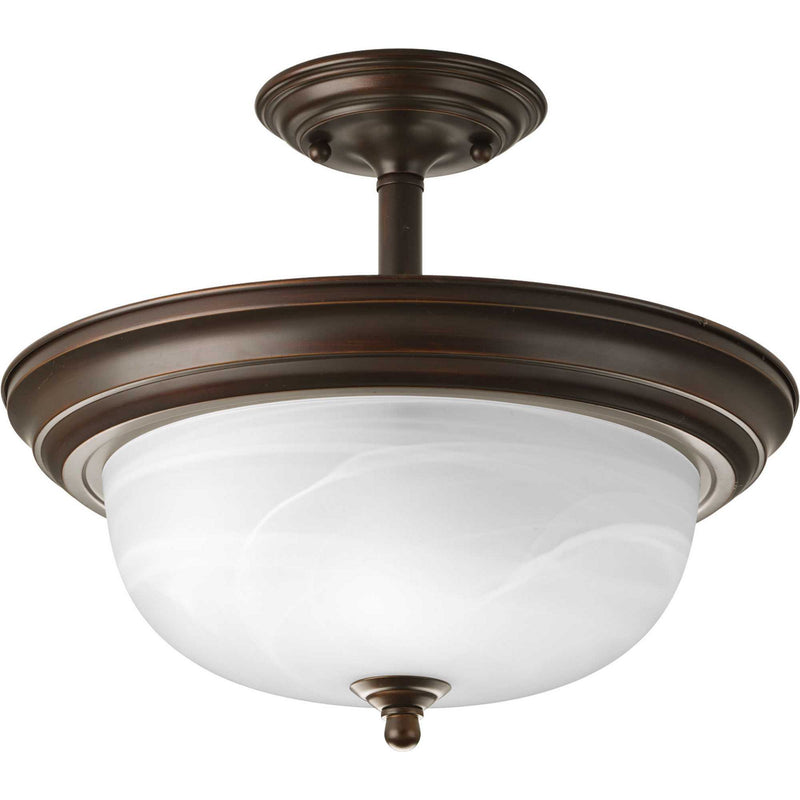 Progress Lighting P3927-20 Two Light Semi-Flush Mount, Antique Bronze