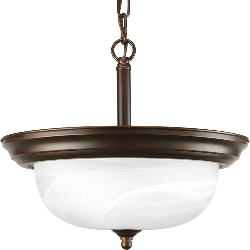 Progress Lighting P3927-20 Two Light Semi-Flush Mount, Antique Bronze