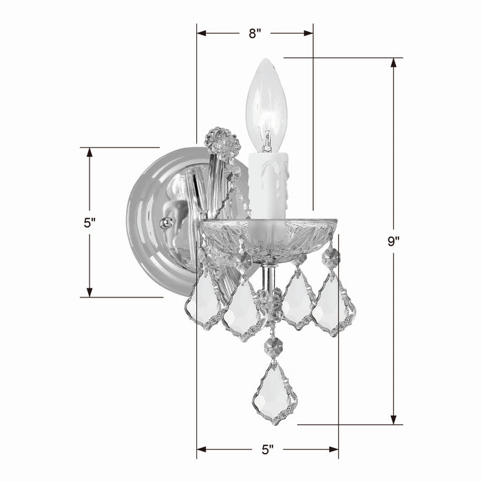 Crystorama 4471-CH-CL-MWP One Light Wall Sconce, Polished Chrome