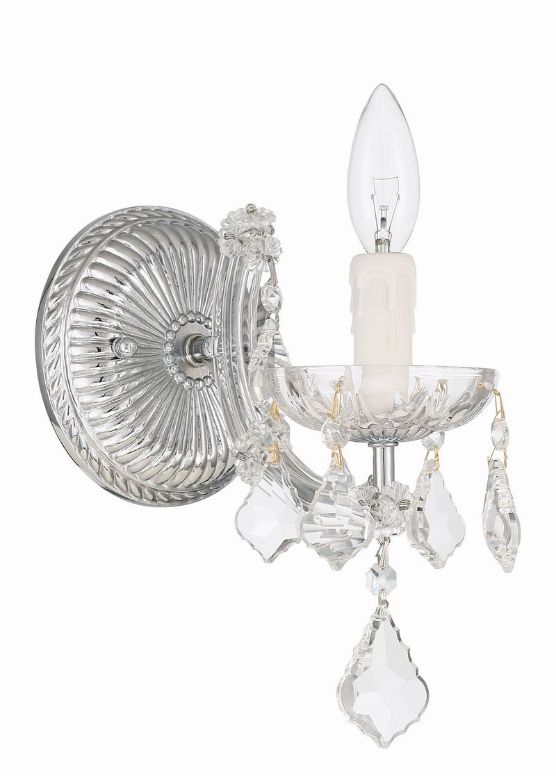 Crystorama 4471-CH-CL-MWP One Light Wall Sconce, Polished Chrome