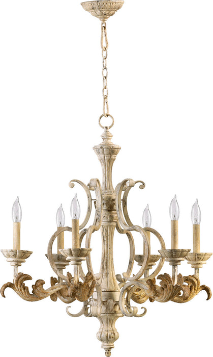 Quorum 6037-6-70 Six Light Chandelier, Persian White