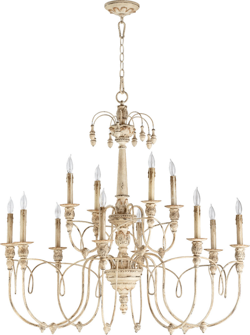 Quorum 6106-12-70 12 Light Chandelier, Persian White