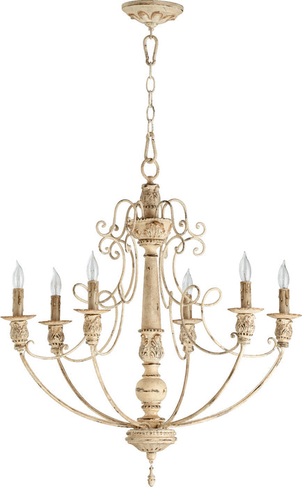 Quorum 6106-6-70 Six Light Chandelier, Persian White