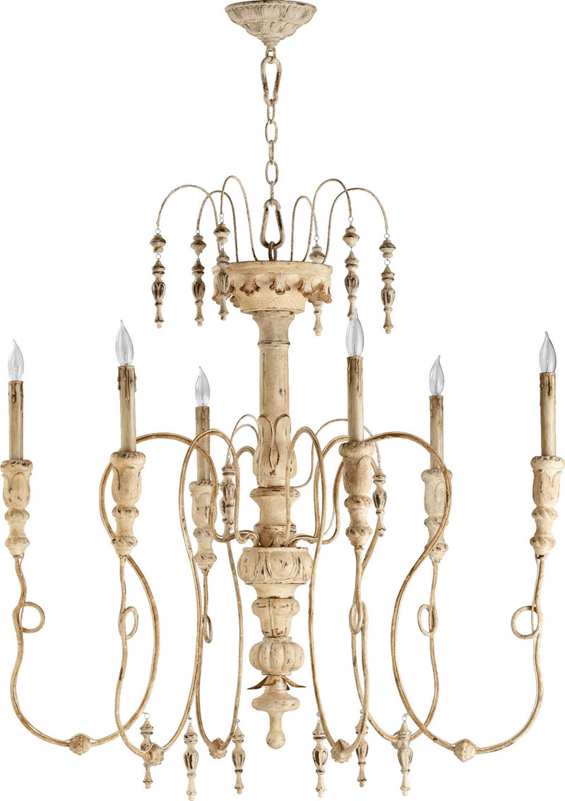 Quorum 6206-6-70 Six Light Chandelier, Persian White