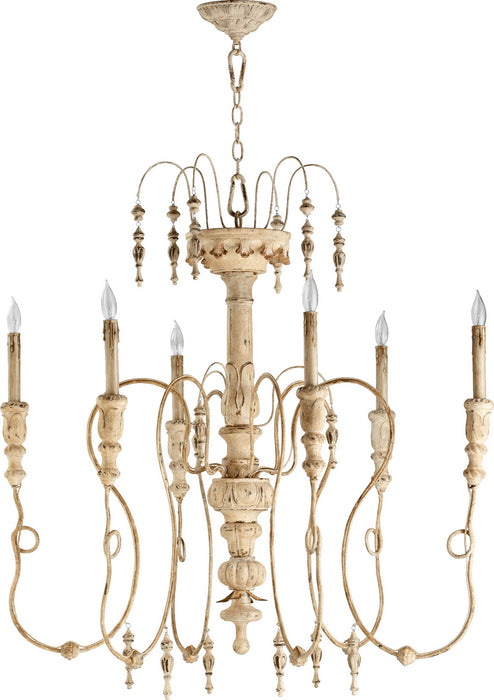 Quorum 6206-6-70 Six Light Chandelier, Persian White