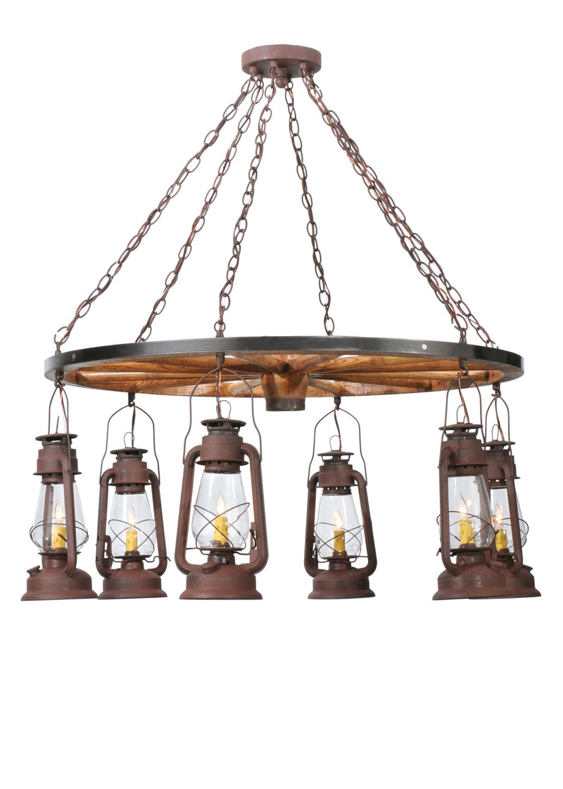 Meyda Tiffany 117204 Six Light Chandelier, Distressed Rust