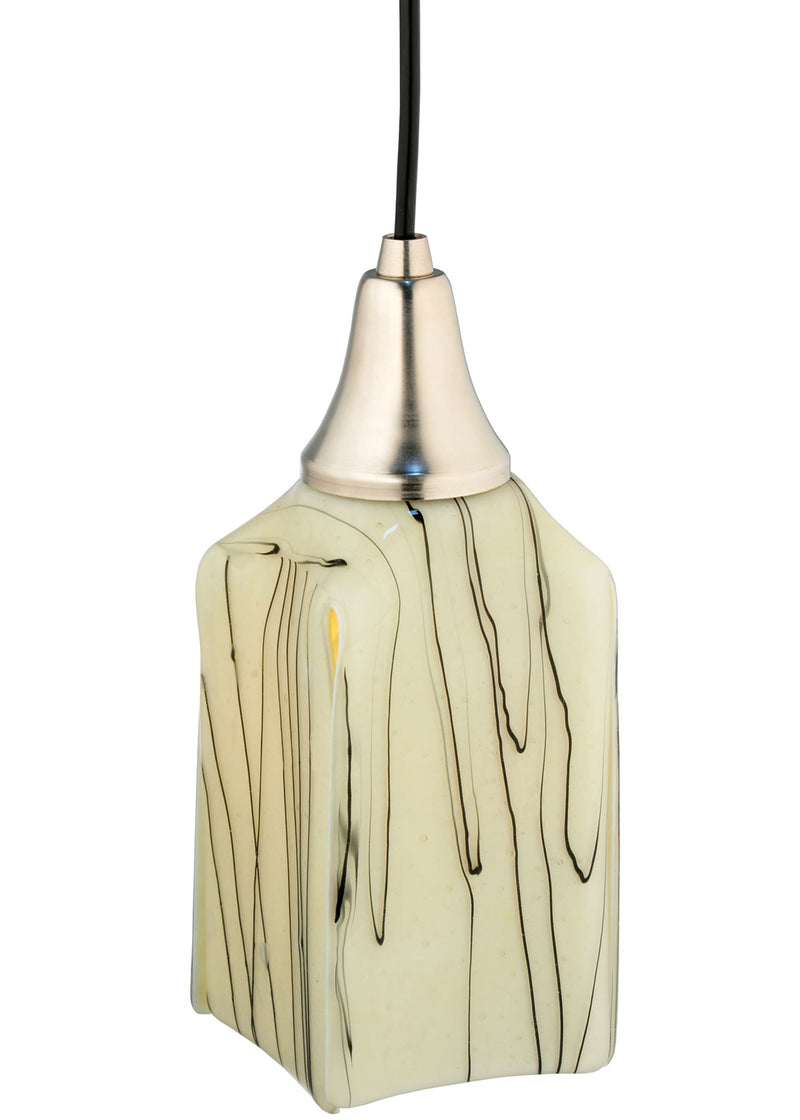 Meyda Tiffany 117344 One Light Mini Pendant, Black Metal,Satin Stainless Steel