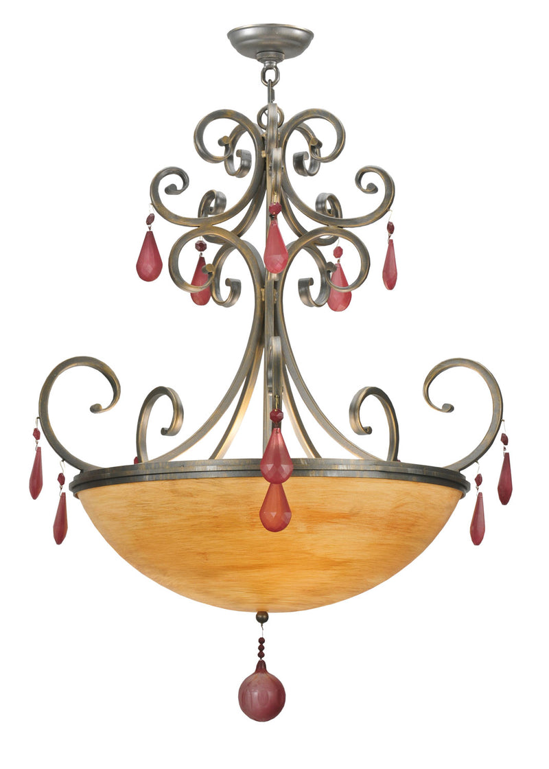 Meyda Tiffany 117740 Four Light Inverted Pendant, Pewter
