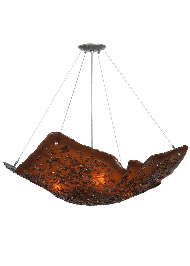 Meyda Tiffany 119569 Four Light Pendant, Amber/Amber Green Black Frit