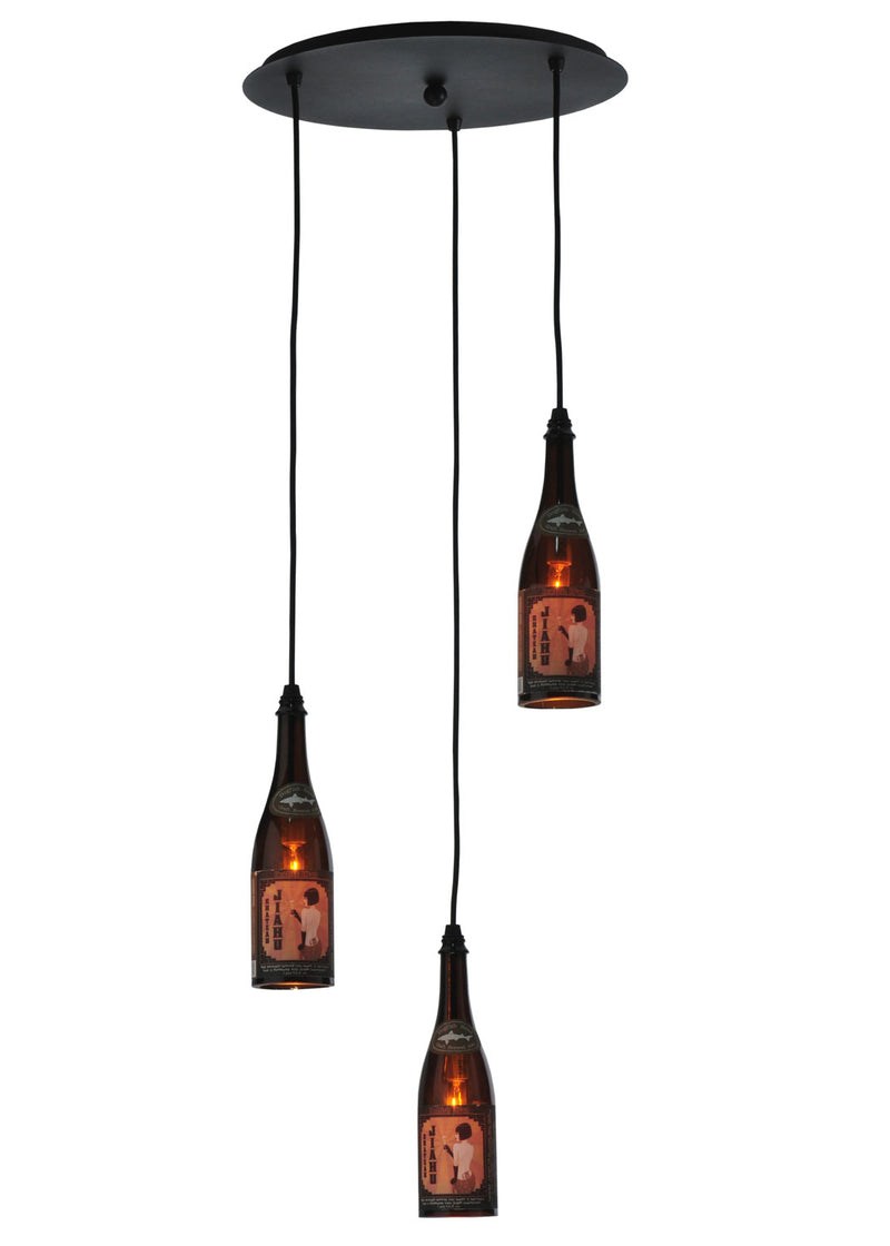 Meyda Tiffany 119656 Three Light Pendant, Black Metal