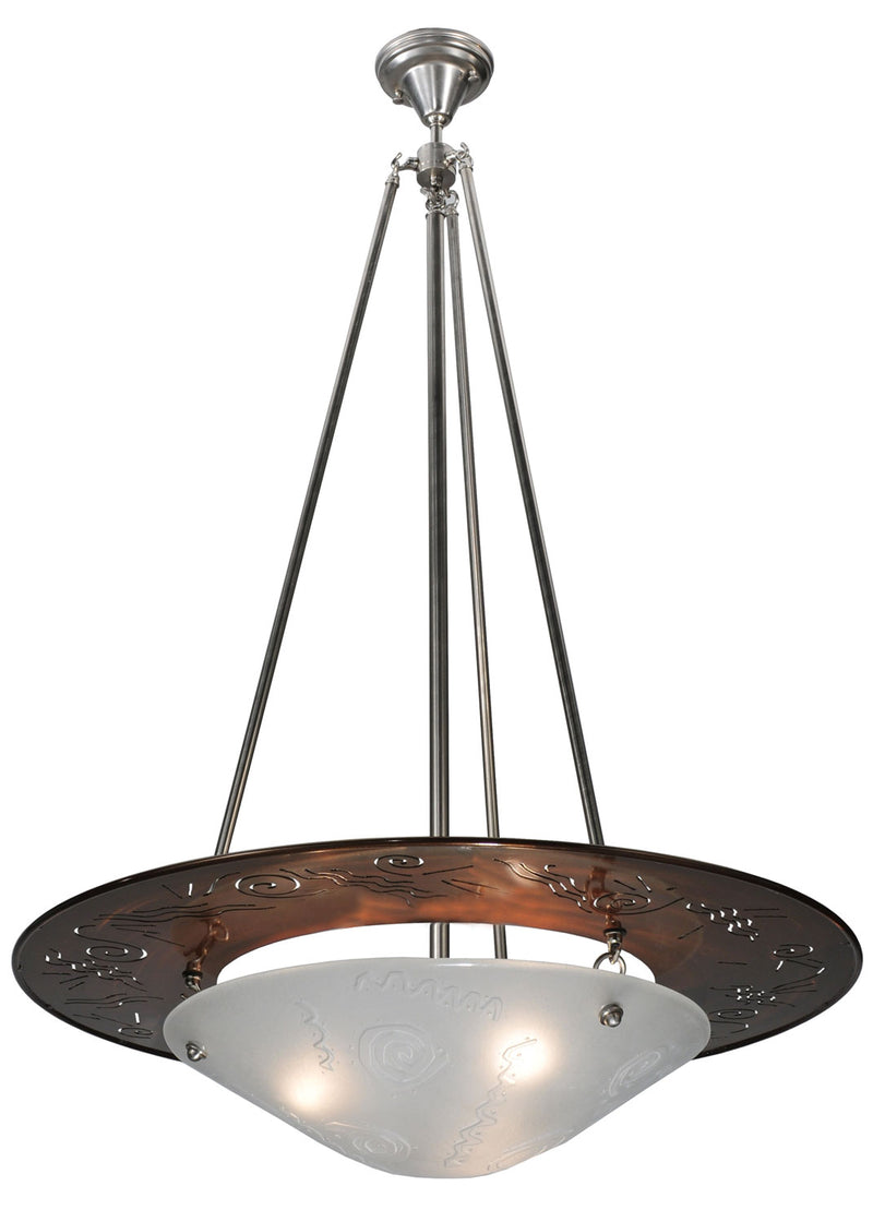 Meyda Tiffany 120906 Three Light Pendant, Transparent Copper,Brushed Nickel