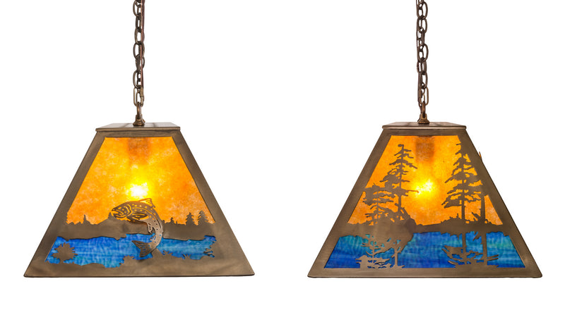 Meyda Tiffany 23752 Six Light Oblong Pendant, Antique Copper