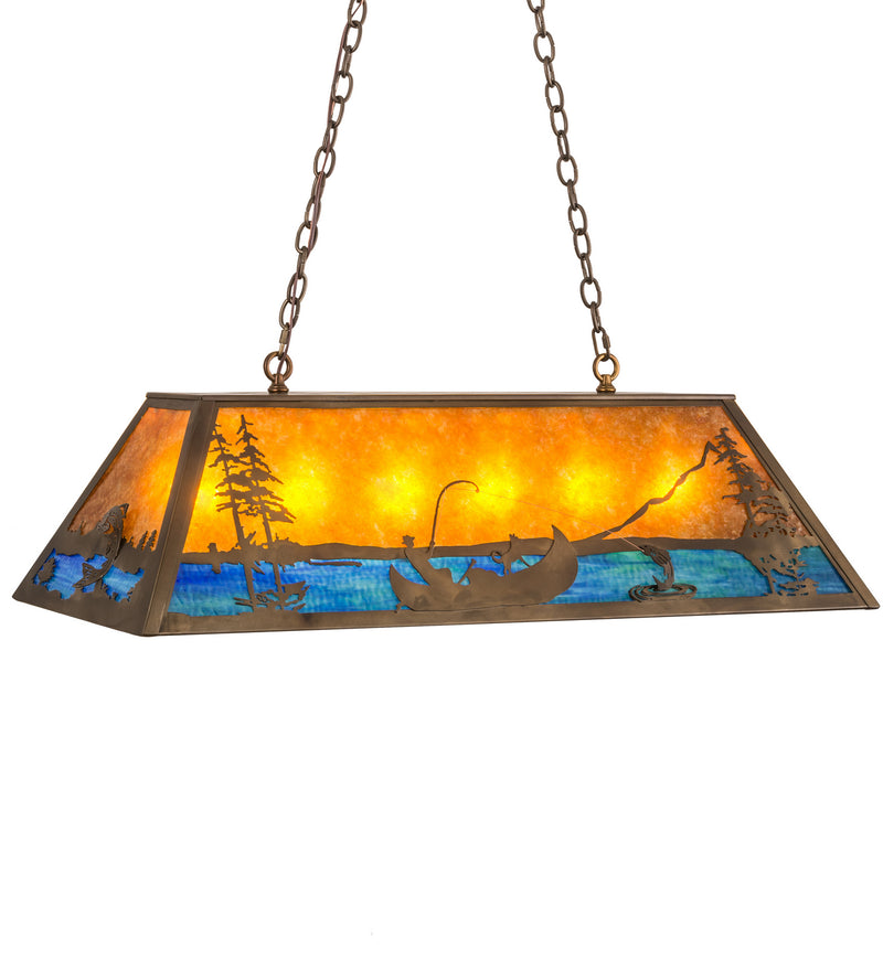 Meyda Tiffany 23752 Six Light Oblong Pendant, Antique Copper