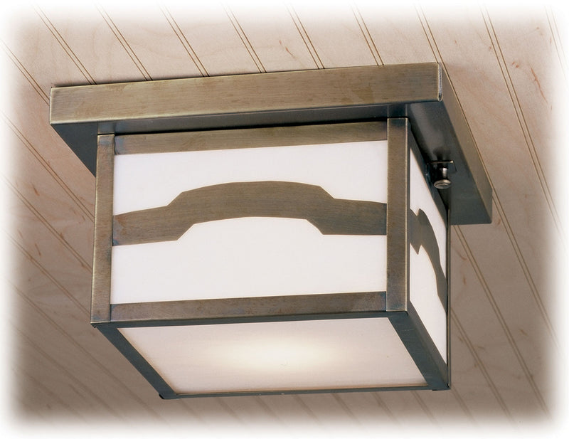 Meyda Tiffany 38726 One Light Flushmount, Antique Brass