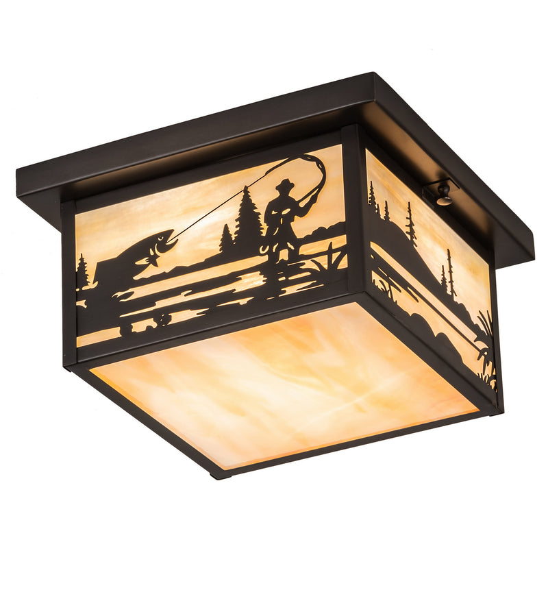 Meyda Tiffany 51887 Two Light Flushmount, Craftsman Brown