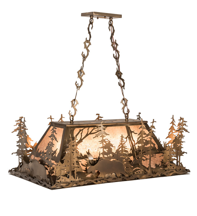 Meyda Tiffany 65108 Six Light Oblong Pendant, Antique Copper