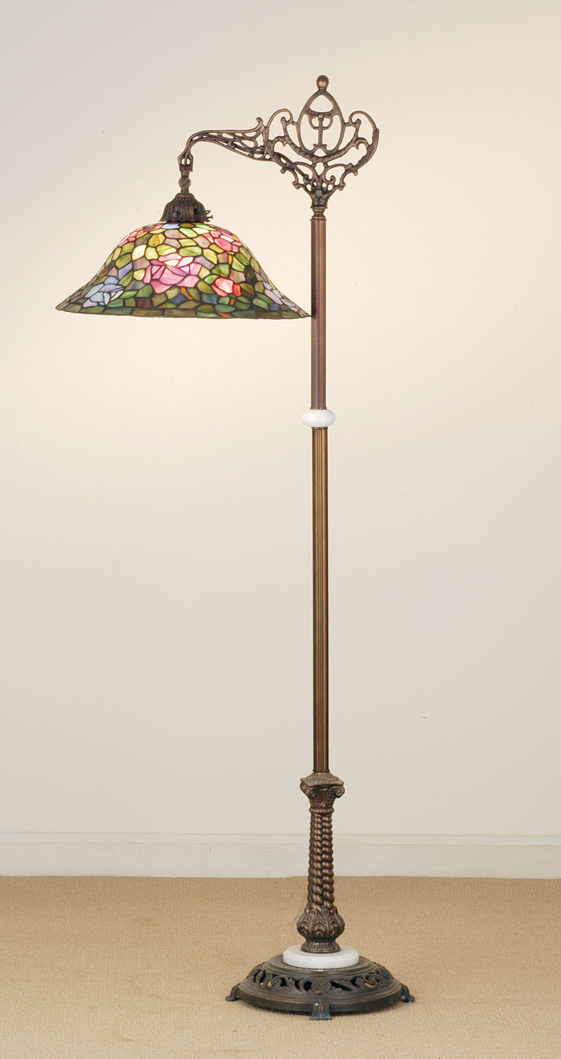 Meyda Tiffany 65831 One Light Bridge Arm Floor Lamp, Craftsman Brown
