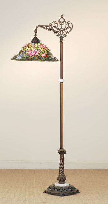 Meyda Tiffany 65831 One Light Bridge Arm Floor Lamp, Craftsman Brown