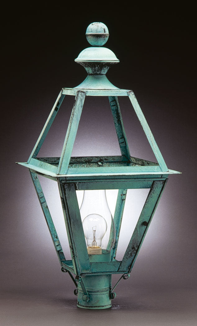 Northeast Lantern 1023-VG-CIM-CLR One Light Post Mount, Verdi Gris