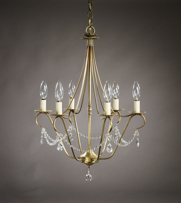 Northeast Lantern 929-AB-LT6-CRY Six Light Hanging Fixture, Antique Brass