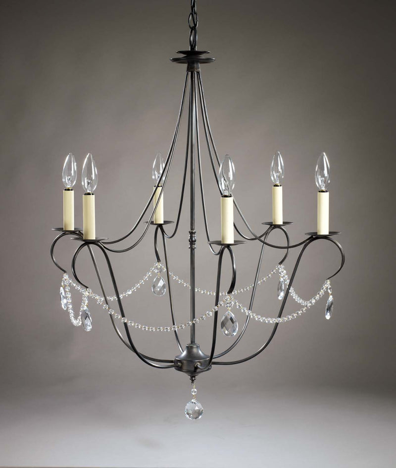 Northeast Lantern 959-DB-LT6-CRY Six Light Hanging Lantern, Dark Brass