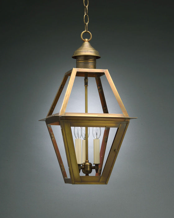 Northeast Lantern 1012-AB-LT3-CLR Three Light Hanging Lantern, Antique Brass