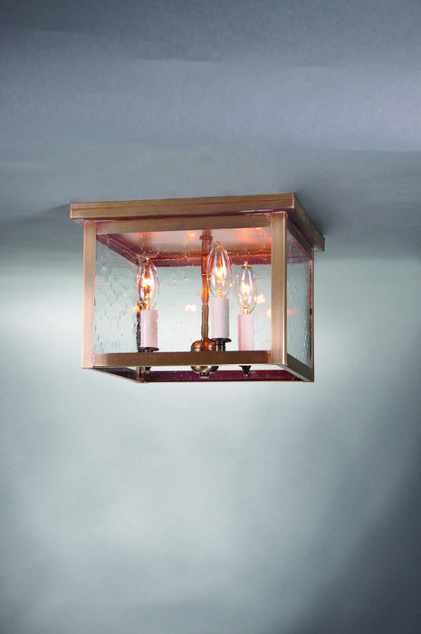 Northeast Lantern 4904-AB-LT3-CSG Three Light Flush Mount, Antique Brass