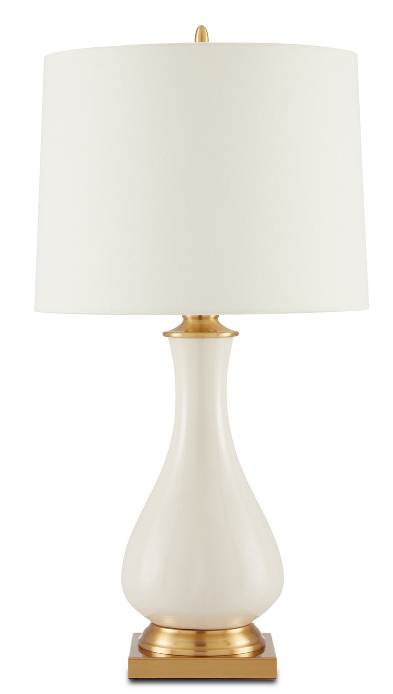 Currey and Company 6425 One Light Table Lamp, Cream Crackle/Brass