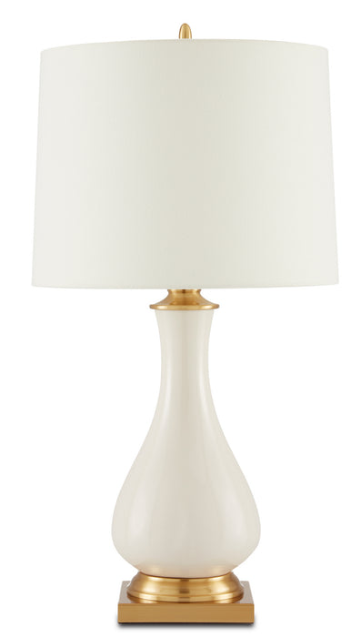 Currey and Company 6425 One Light Table Lamp, Cream Crackle/Brass
