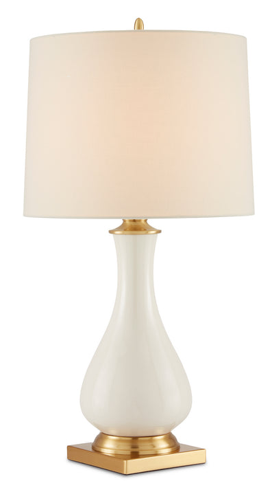 Currey and Company 6425 One Light Table Lamp, Cream Crackle/Brass