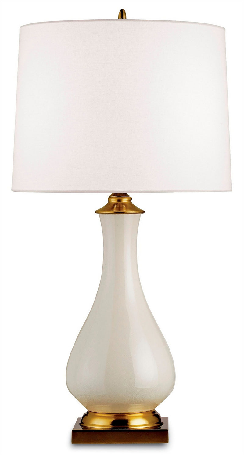Currey and Company 6425 One Light Table Lamp, Cream Crackle/Brass