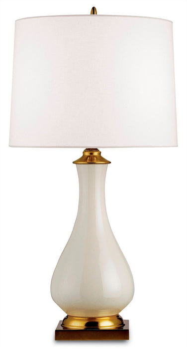 Currey and Company 6425 One Light Table Lamp, Cream Crackle/Brass