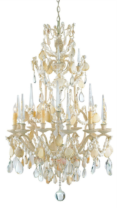 Currey and Company 9162 Six Light Chandelier, Natural/Crushed Shell