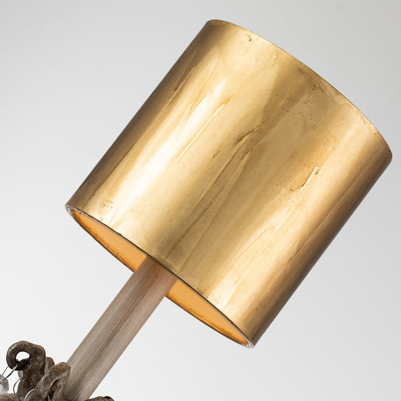 Lucas + McKearn TA1060 One Light Table Lamp, Hand-Painted Beige Patina W/Cut-Glass Crystals
