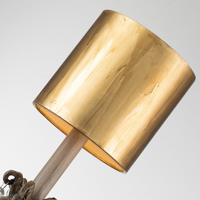 Lucas + McKearn TA1060 One Light Table Lamp, Hand-Painted Beige Patina W/Cut-Glass Crystals