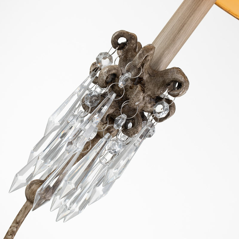 Lucas + McKearn TA1060 One Light Table Lamp, Hand-Painted Beige Patina W/Cut-Glass Crystals