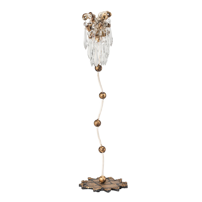 Lucas + McKearn CS1060M Candlestick Holder, Gold Leaf W/Cut-Glass Crystals