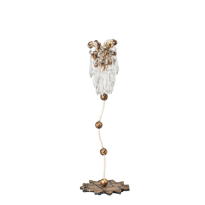 Lucas + McKearn CS1060S Candlestick Holder, Gold Leaf W/Cut-Glass Crystals