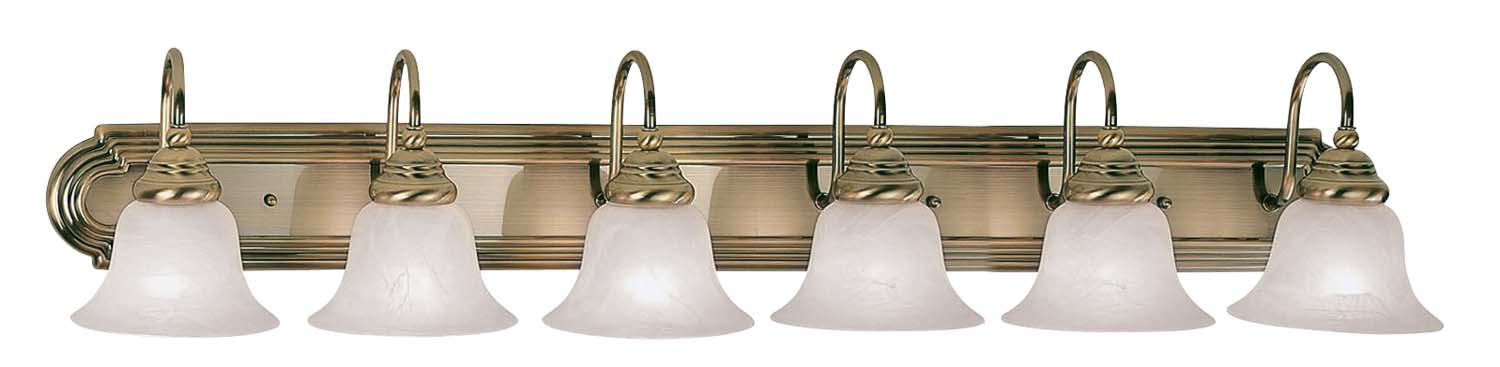 Livex Lighting 1006-01 Six Light Bath Vanity, Antique Brass
